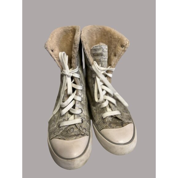Coach Bonney Shearling Lined Hi Top sneakers Size 6B - Picture 2 of 10